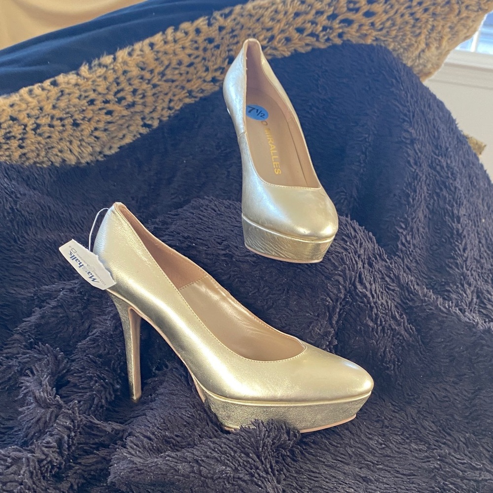 Pedro Miralles Shimmering Gold Heels